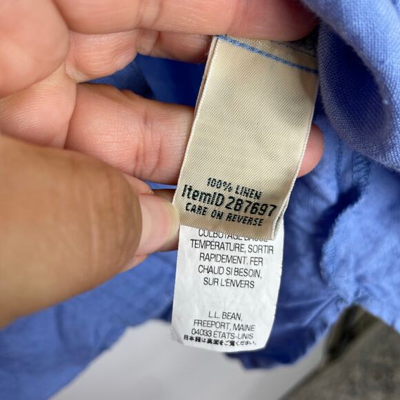 L.L. Bean blue button down dress 100% Linen Size 20 Petite - Picture 10 of 14